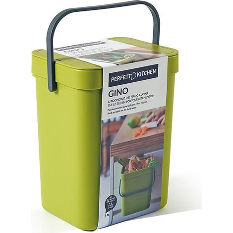 Perfetto 29100 papelera 5 L Rectangular Negro, Verde