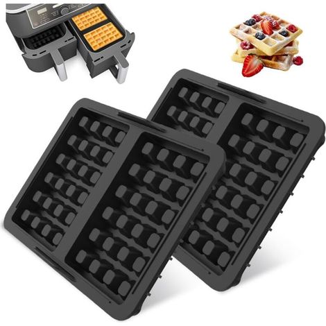 Lot de 2 Moule Gaufre Silicone Air Fryer,Accessoires pour Friteuse à Air Chaud,Moule Gaufrier Réutilisable,Insert de Gaufre,Moules à Muffins avec Ninja AF300,AF400EU,AF451EU,SL400EU et AF500DE