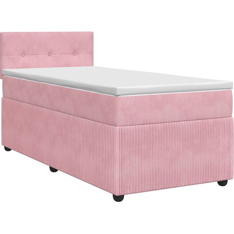 Cama box spring con colchón Rosa 90 x 190 cm Terciopelo vidaXL (1/5)