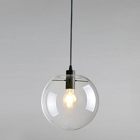 Lámpara colgante de estilo industrial en vidrio transparente para iluminación de entrada, lámpara colgante de techo en forma de globo para iluminación de sala de estar, lámpara de araña de longitud aj
