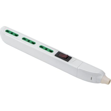 Multiprise Slim 3 Prises biphasées, Interrupteur de Surcharge sans câble, utile pour Les endroits étroits, derrière Les Meubles et Les Tables de Chevet (1/3)