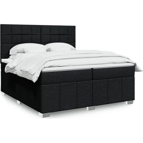 Boxspringbett mit Matratze Schwarz 200x200 cm Stoff