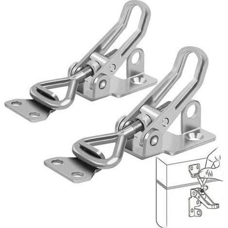 Loquet Bascule Acier Inoxydable, 2 Pièces Loquet à Bascule Métal, Fermeture Levier, Pas de Rouille, Fixation Solide, Pince Loquet Loquet Bascule, pour Fixation et Serrage des Valises d'Armoires Porte (1/5)