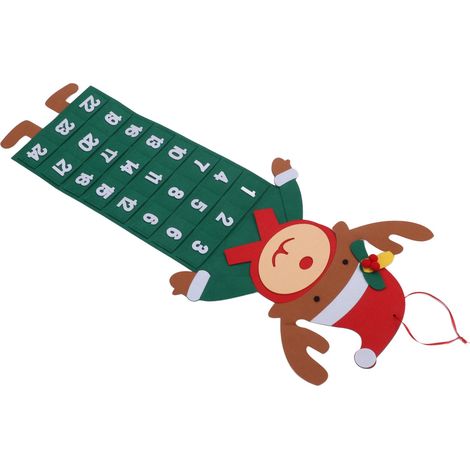 Adventskalender aus Filz, 24 Tage, mit Taschen, waschbar, zum Aufhängen an der Wand, Countdown-Kalender, Dekoration, Elch (1/5)