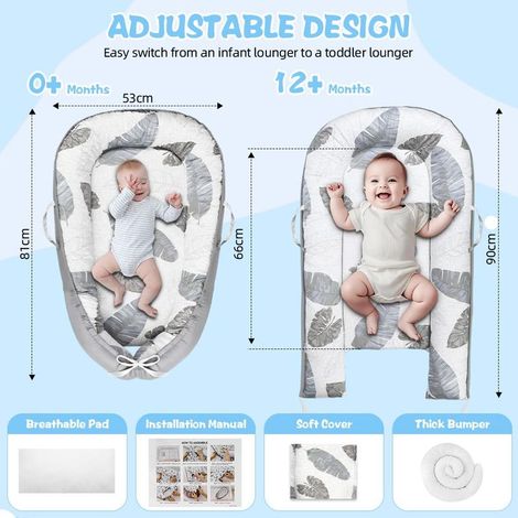 Babybettverkleinerer, 100 % Baumwolle, vielseitiger Babyschlafsack, Babyschlafsack und Neugeborenen-Moseskorb, weich und bequem, praktisch und leicht, für Jungen und Mädchen (1/5)