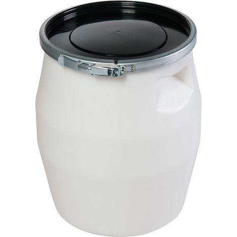 Fût 100 L + genouillère métal + couvercle - blanc - Gilac (1/2)