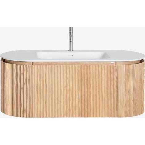 Ensemble meuble de salle de bain suspendu 120x50 cm en bois avec lavabo intégré Carsone SKLUM
