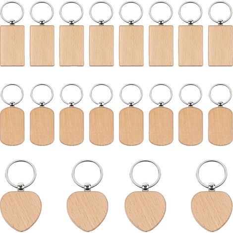 Kit de marcado láser, material de madera contrachapada, 20 piezas, tamaño del llavero: 5 cm, punto focal: 127 mm, diseñado para grabado láser. (1/5)