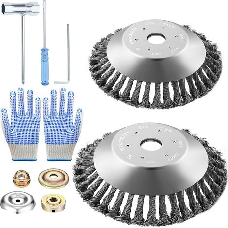 Désherbage brosse de désherbage universelle pour débroussailleuse, 6 pouces + 10 pouces (1/5)