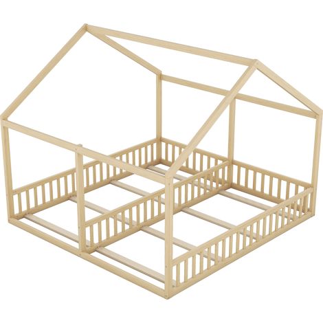 GagaLits simples 90 x 200 cm, lits plats, modèles maison, lits 2-en-1, naturel (ETA:12/8) (1/5)