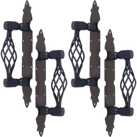 Lot de 4 poignées noires, poignées de porte robustes, poignée de porte pour portails et meubles - Format : 26 x 4.7 cm (1/4)