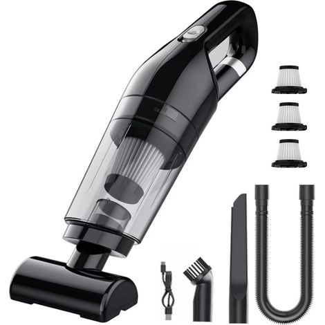 Aspirateur portable sans fil 10 000 Pa rechargeable avec 3 filtres, idéal pour la maison et la voiture. Capture les poils d'animaux. (1/5)