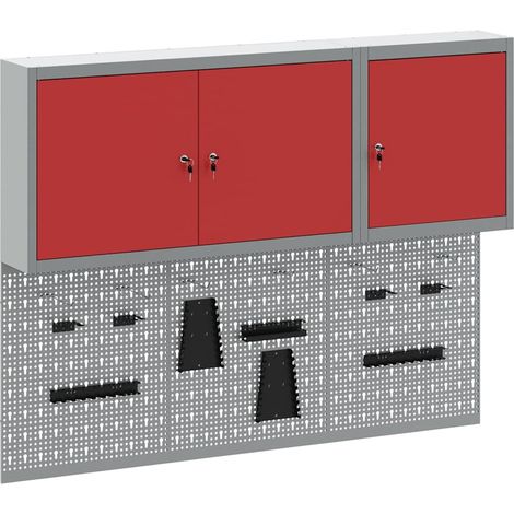 vidaXL Juego de Armarios de Herramientas con estante 5 uds. Rojo (1/2)