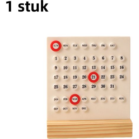 Calendrier perpétuel en bois blanc pour bureau et maison décoration de table avec affichage réutilisable pour organiser les jours et les dates (1/5)