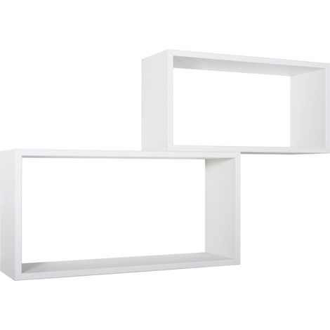 Juego de 2 de pared, mueble de pared para baño, estante de pared, blanco, 70x35 x 20 cm y 60x30 x 20 cm - Bis Rettangolo Bislungo (1/4)