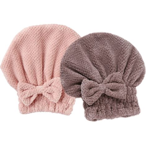 Serviette De Séchage Cheveux - Microfibre Absorbante - Pour Salle De Bain Et Douche - Lot De 2 (1/5)
