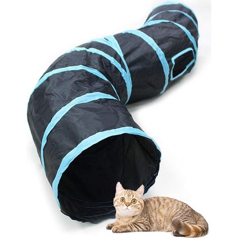 Tunnel Pour Chat - Tunnel Pliable En Forme De S - Pour Chats Chatons Lapins Furets Cochons D Inde - 2 Voies - Diamètre 25 Cm Longueur 122 Cm (1/5)