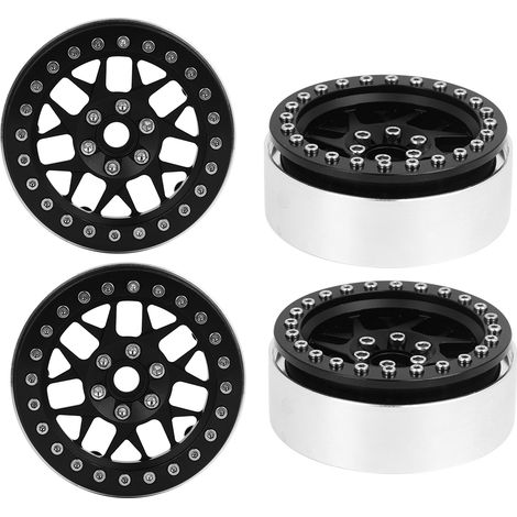 Jantes Alliage 2,2 Pouces Noir pour Véhicules RC 1/10 - Compatible SCX10 et TRX4 (1/5)