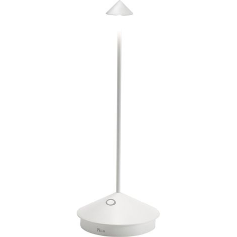 Lampada a led da tavolo Pina Pro Bianca ricaricabile e dimmerabile senza fili Zafferano CCT 2200-2700-3000K IP54 Batteria da 12h