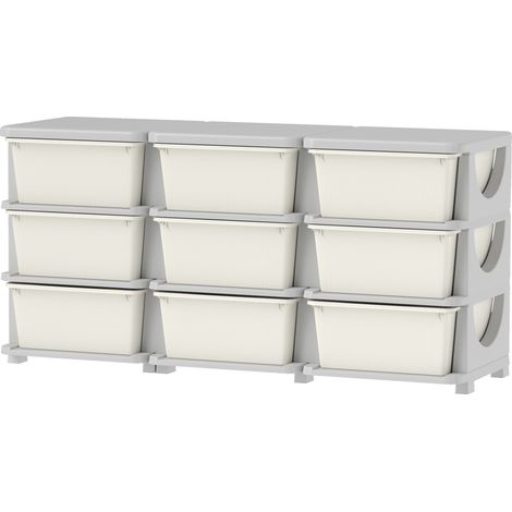 Kids Storage Unit,  Nine Drawers - Cream (1/5)