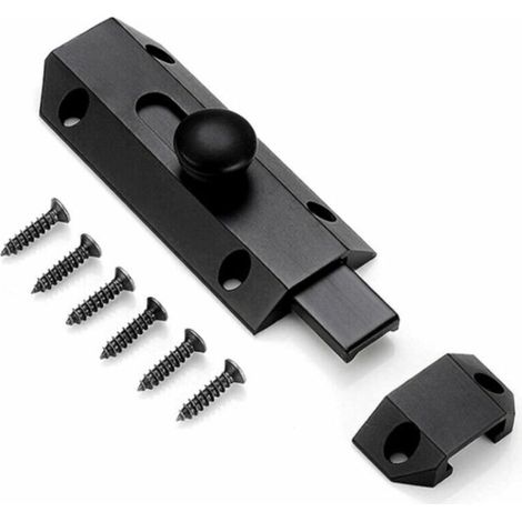 1 Loquet de verrouillage de sécurité avec targette en laiton épais pur, loquet de portail ultra résistant, noir (1/5)