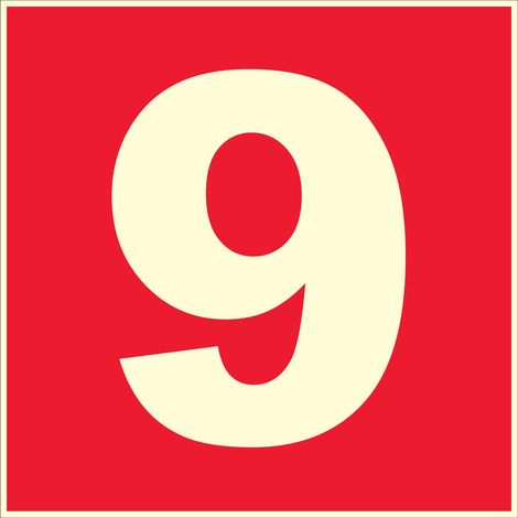 N°9 photoluminescents - 200x200mm - Rigide Rouge - 4036939
