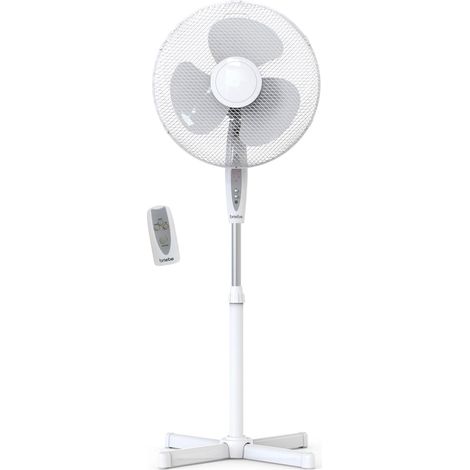Briebe FN122397W Ventilateur sur Pied Silencieux, Télécommande, Minuterie jusqu'à 7,5 Heures 45W Blanc