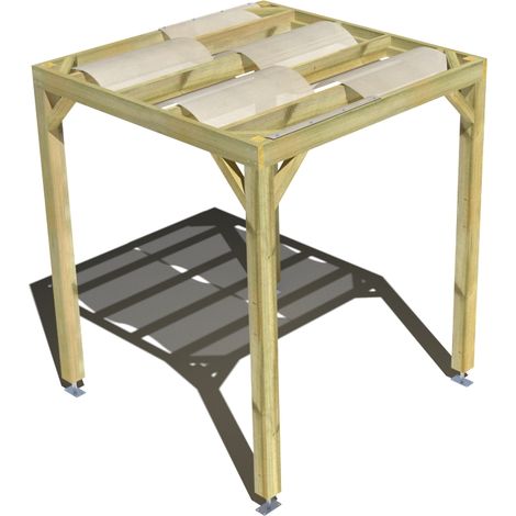 Pergola bois • 2m x 2m • indépendante • sens largeur • voilage semi-transparent inclus • livraison comprise (1/3)