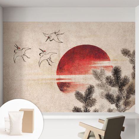 Tapete Vliestapete mit Kleber - Wanddekoration Wohnzimmer - Tapete Schlafzimmer Waldmorgendämmerung 152x104 cm