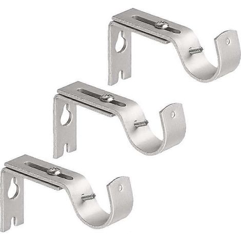 Support de tringle à rideaux réglable, nickel satiné, lot de 3, argent. (1/5)