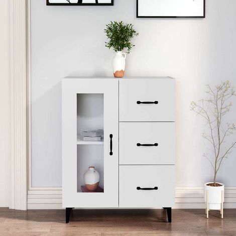 Buffet - Armoire de rangement Enfilade Blanc 69,5x34x90 cm Bois d'ingénierie BV593288 - BonneVie (1/5)