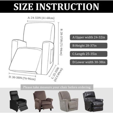 Housse extensible pour fauteuil relax 1 place, housse de fauteuil, housse de canapé avec poche, housse de protection pour fauteuil relax, version grise (1/4)
