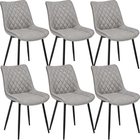 WOLTU Set of 6 Dining Chairs Faux Leather Office Kitchen Chair Living Home-Grey (1/5)