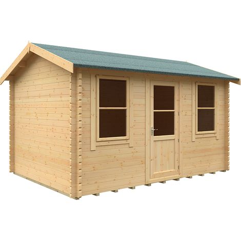 14x10w The Skipton Plus 44mm Cabin - L415 x W295 x H272.6 cm - Solid Wood/Softwood/Pine - Natural