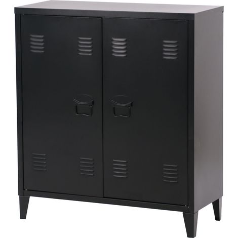 Armadietto spogliatoio da ufficio per ufficio officina camera da letto ufficio in metallo acciaio con 2 ante 90 x 80 x 33 cm nero opaco 030006341