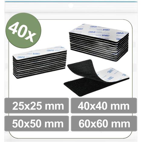 Quadrios 25CA666 Punti a strappo da incollare Lato morbido e lato rigido (L x L) 60 mm x 60 mm Nero 40 pz.