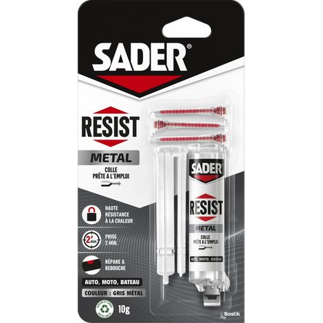 Sader – Colle multi-usage métal bi-composants 10g – Prise rapide 2 min – Résistante aux conditions extrêmes – Pour réparations métalliques (1/4)