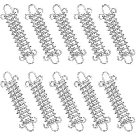 Tendeur Ressort, 10 Pcs Boucle de Corde de Ressort, Boucles à Ressort de Tente, Ressort Absorbeur, Ressort de Tension pour Voile dOmbrage, Bâche, Tente, Grille Métallique (1/4)