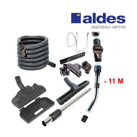 Set ALDES 8 accessoires + 1 flexible avec poignée standard chromée remplace la poignée de commande pneumatique ALDES 11070062 avec douille de démarrage et vanne d’arrêt - longueur au choix - 11m