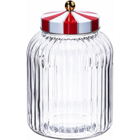 Ad Trend Barattolo Natalizio in Vetro con Coperchio in Latta Ø18xH29 cm – Contenitore Decorativo di Natale (1/2)