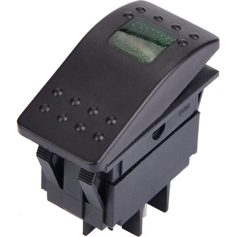 Interrupteur basculant 4 broches LED DC 12V vert - Lot de 5 pour voiture, bateau, camping-car batterie (1/5)