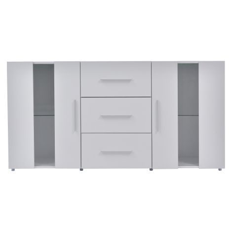 Need – Buffet meuble TV avec lumière LED 16 couleurs – Dimensions 140x35x70 cm – Panneaux en acrylique et verre trempé – Capacité de charge 50 kg (1/5)
