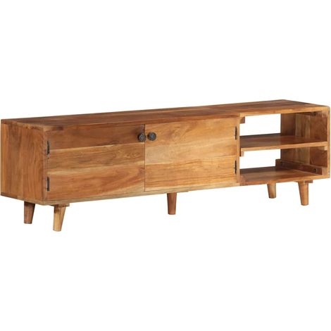 Meuble TV pour Salon - Armoire TV Bois massif d'acacia avec finition 140x30x40 cm BV750704 - BonneVie (1/5)