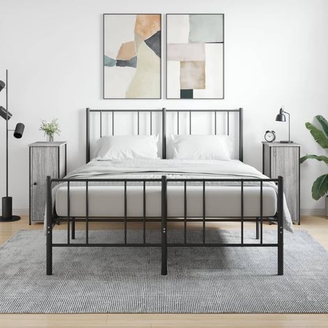 Mesitas noche 2 uds madera ingeniería gris Sonoma 32x42x80 cm vidaXL (1/5)