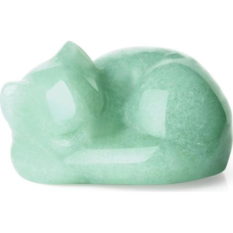 Grüner Aventurin Katze Kristall Figur Handschmeichler 4cm Naturstein (1/5)