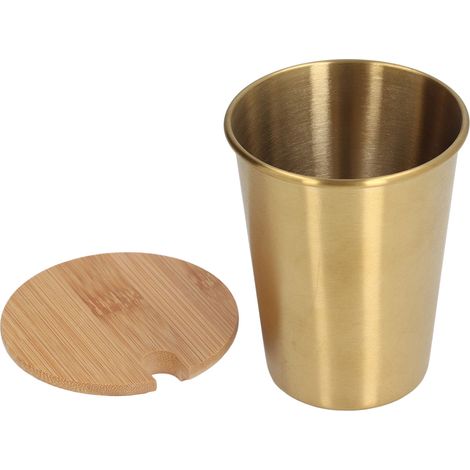 350ML gobelet acier inoxydable couvercle, tasse portable empilable café bière lait, or (1/5)