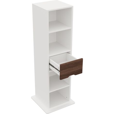 Mobile girevole portaoggetti con specchio a figura intera 45 x 45 x 168 cm MDF bianco MODENUIT (1/5)
