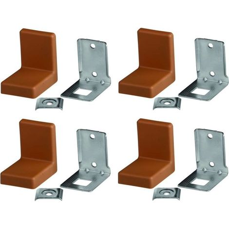 Satz mit 4 Befestigungswinkeln aus Stahl – Abdeckung aus erlenbraunem Kunststoff – Abmessungen 52 x 50 x 39 mm – Tragfähigkeit 40 kg pro Paar (1/2)