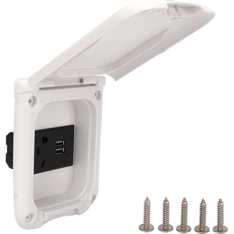 Steckdosenkasten für Wohnmobile, multifunktionale magnetische ABS-Abdeckung, wasserdichte IP44-Außensteckdosenleiste. (1/5)