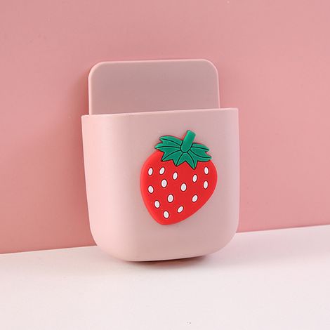 Boîte de Rangement Murale Cute Design Fraise Pink ABS Ecologique Portable Avec Port Charge USB